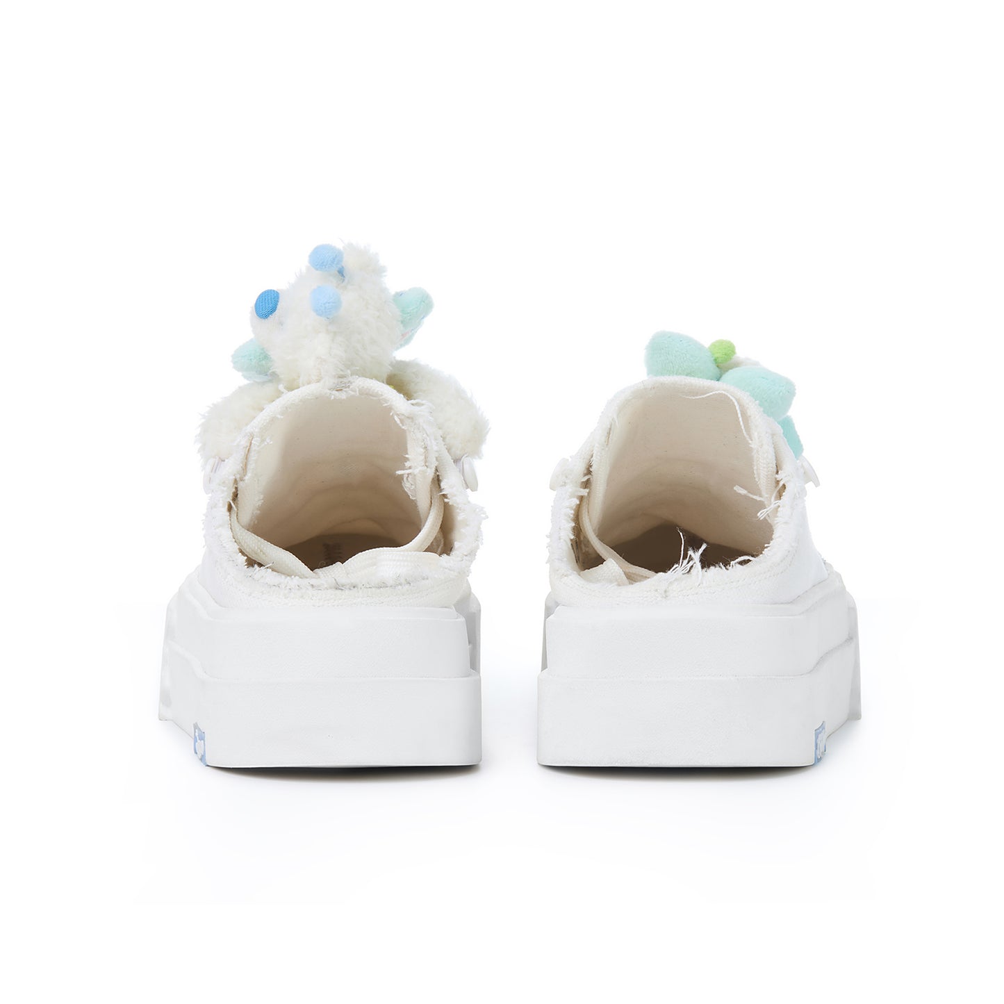 13DE MARZO Floral Butterfly Bear Backless Shoes White - 13DE MARZO