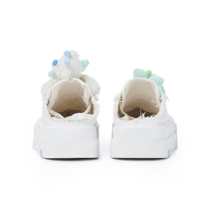13DE MARZO Floral Butterfly Bear Backless Shoes White - 13DE MARZO