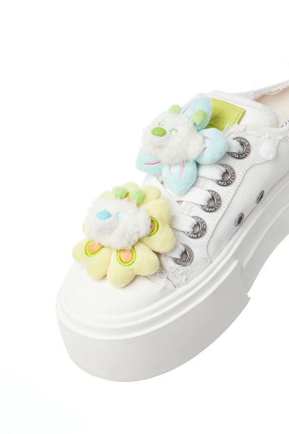 13DE MARZO Floral Butterfly Bear Backless Shoes White - 13DE MARZO
