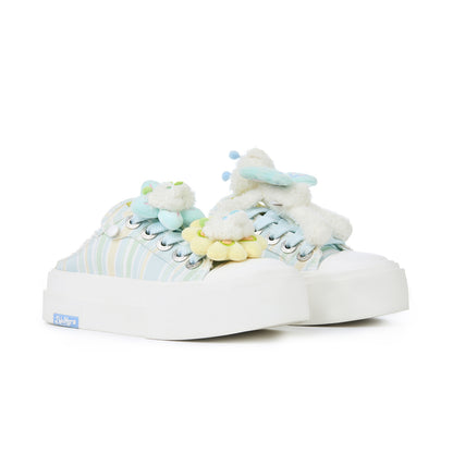 13DE MARZO Floral Butterfly Bear Backless Shoes Green - 13DE MARZO