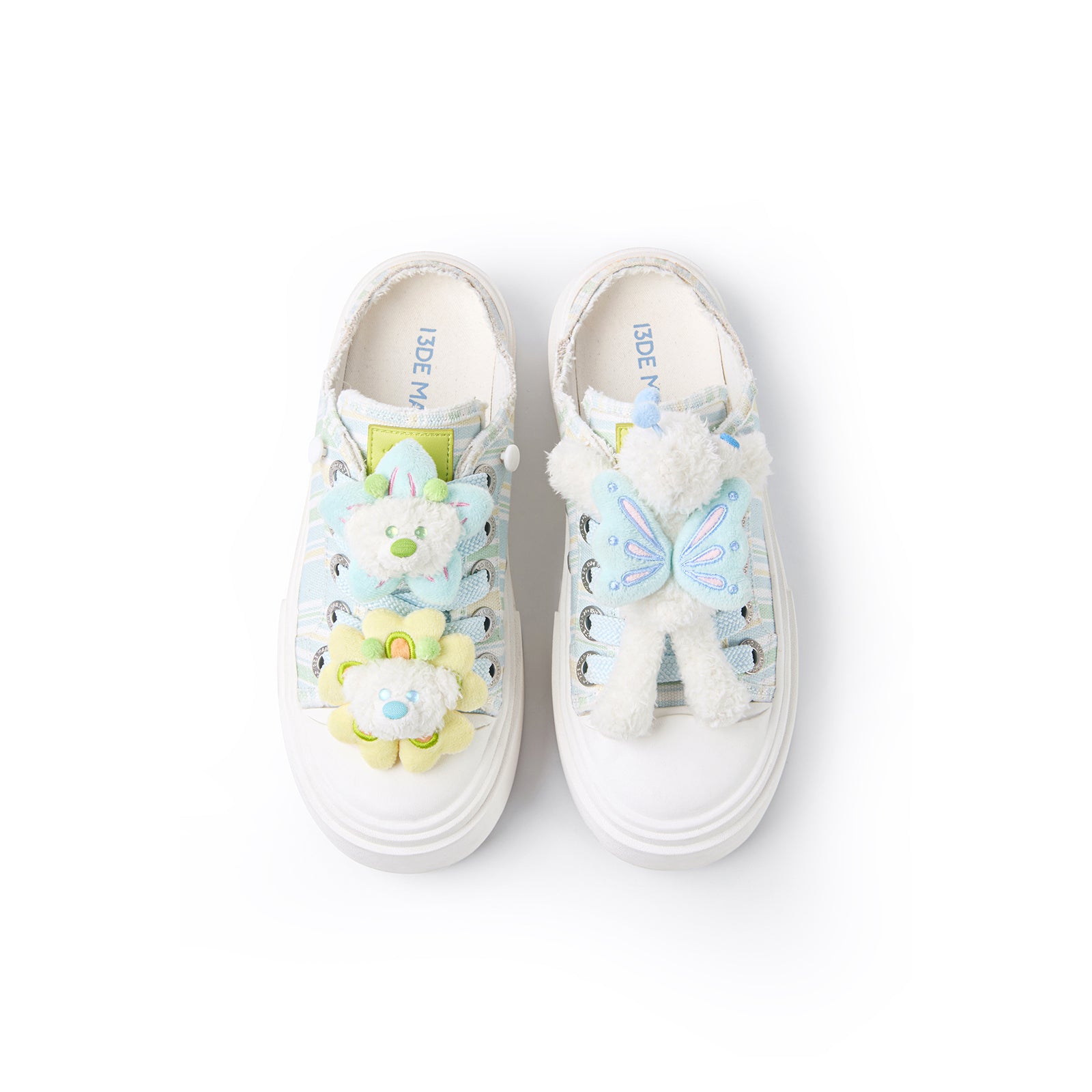 13DE MARZO Floral Butterfly Bear Backless Shoes Green - 13DE MARZO