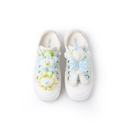 13DE MARZO Floral Butterfly Bear Backless Shoes Green - 13DE MARZO