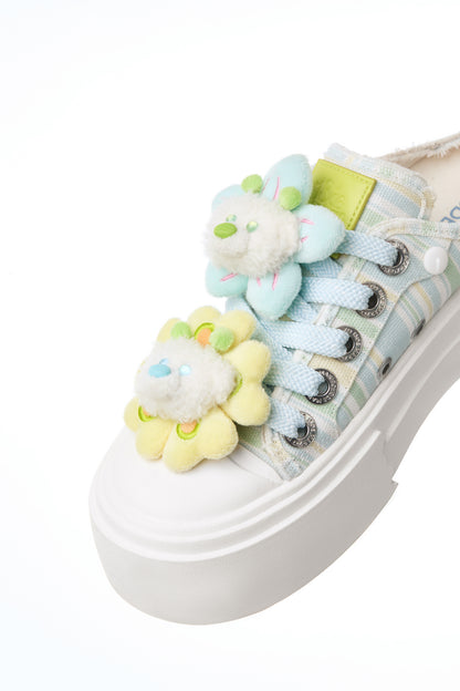 13DE MARZO Floral Butterfly Bear Backless Shoes Green - 13DE MARZO