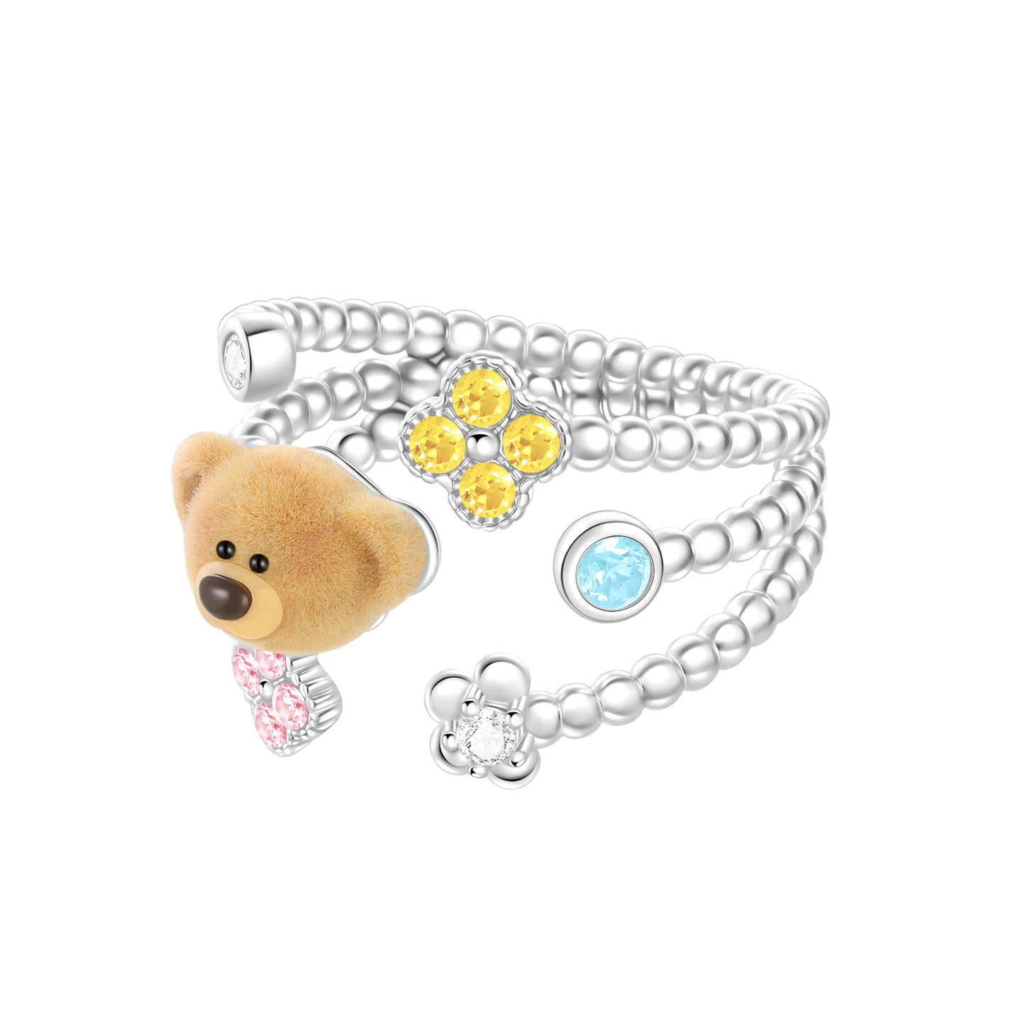 13DE MARZO Monet's Garden Crystal Rhinestone Open Ring - 13DE MARZO