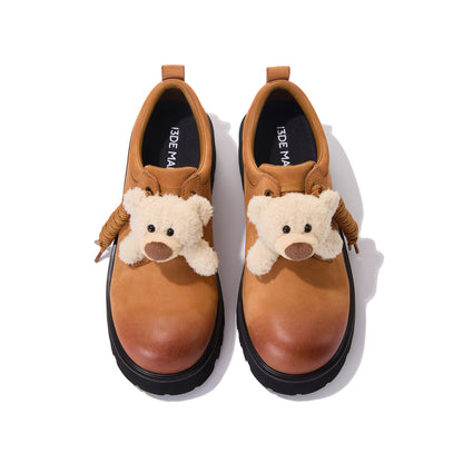 13DE MARZO Retro Distressed Platform Derby Shoes Khaki