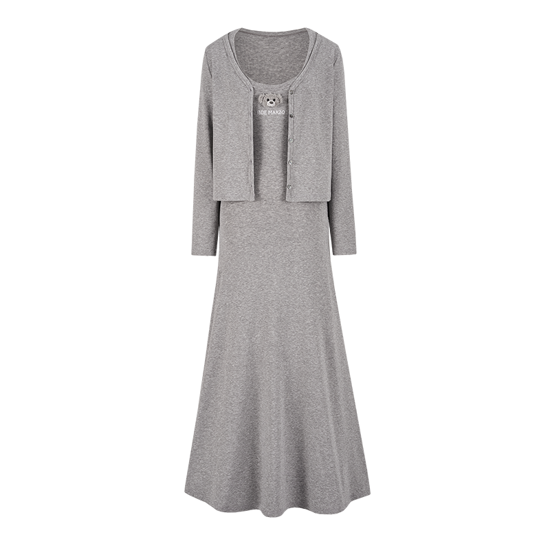 13DE MARZO Bear Top With Bodycon Dress Grey