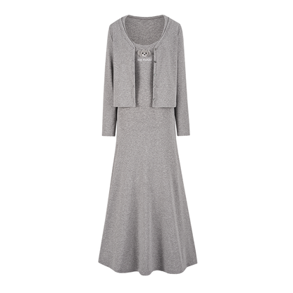 13DE MARZO Bear Top With Bodycon Dress Grey