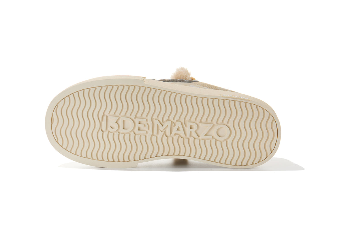 13DE MARZO Detachable Platform Canvas Slouch Boots Khaki