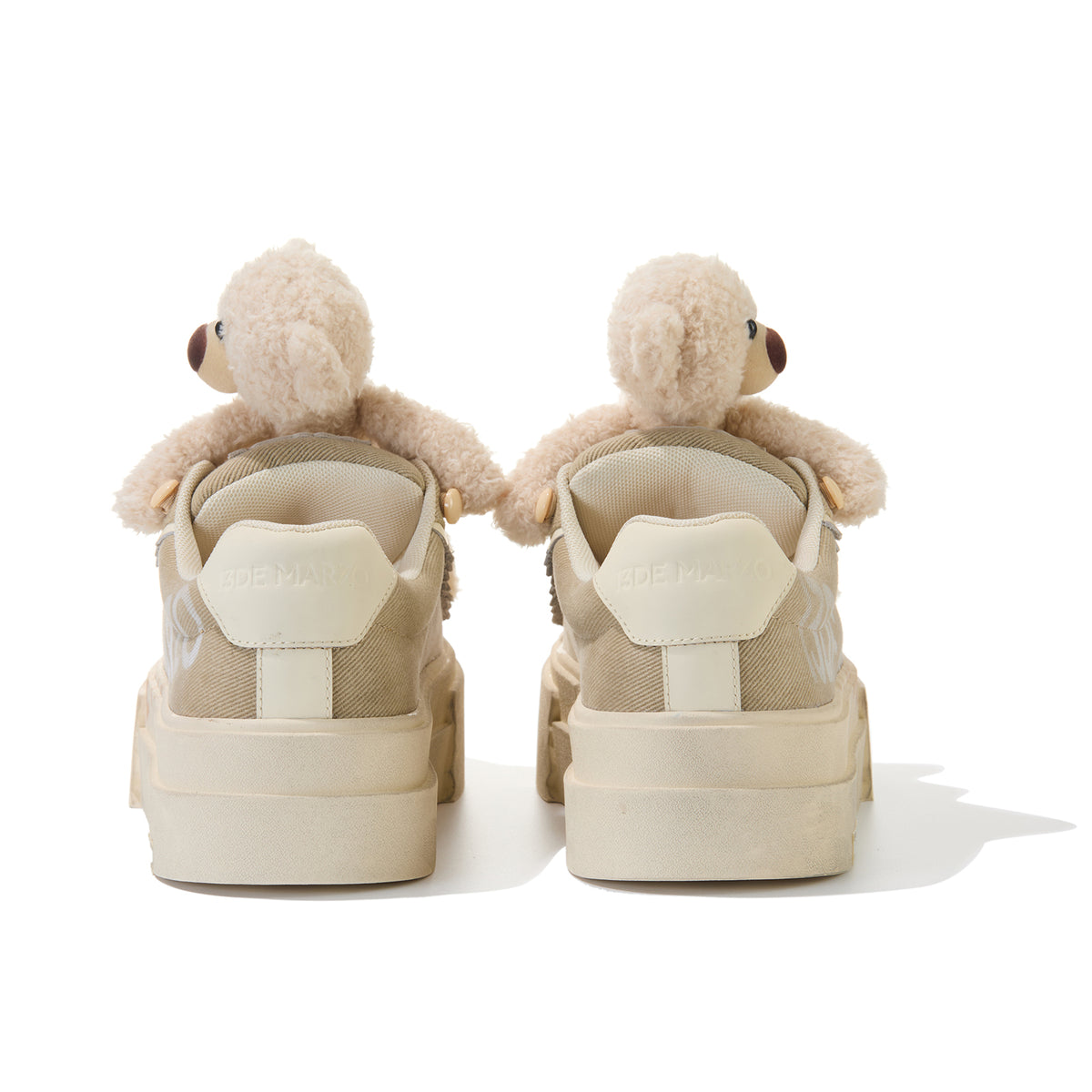 13DE MARZO Detachable Platform Canvas Slouch Boots Khaki