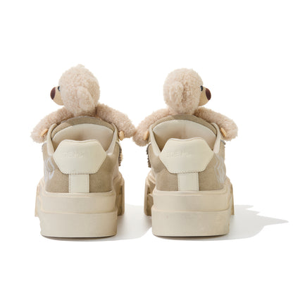13DE MARZO Detachable Platform Canvas Slouch Boots Khaki
