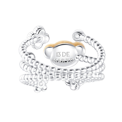 13DE MARZO Monet's Garden Crystal Rhinestone Open Ring - 13DE MARZO