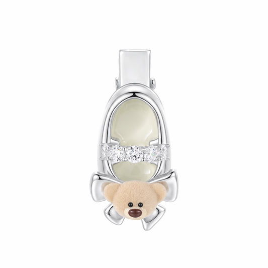 13DE MARZO Shoe Bow Bear Hair Clip Silver