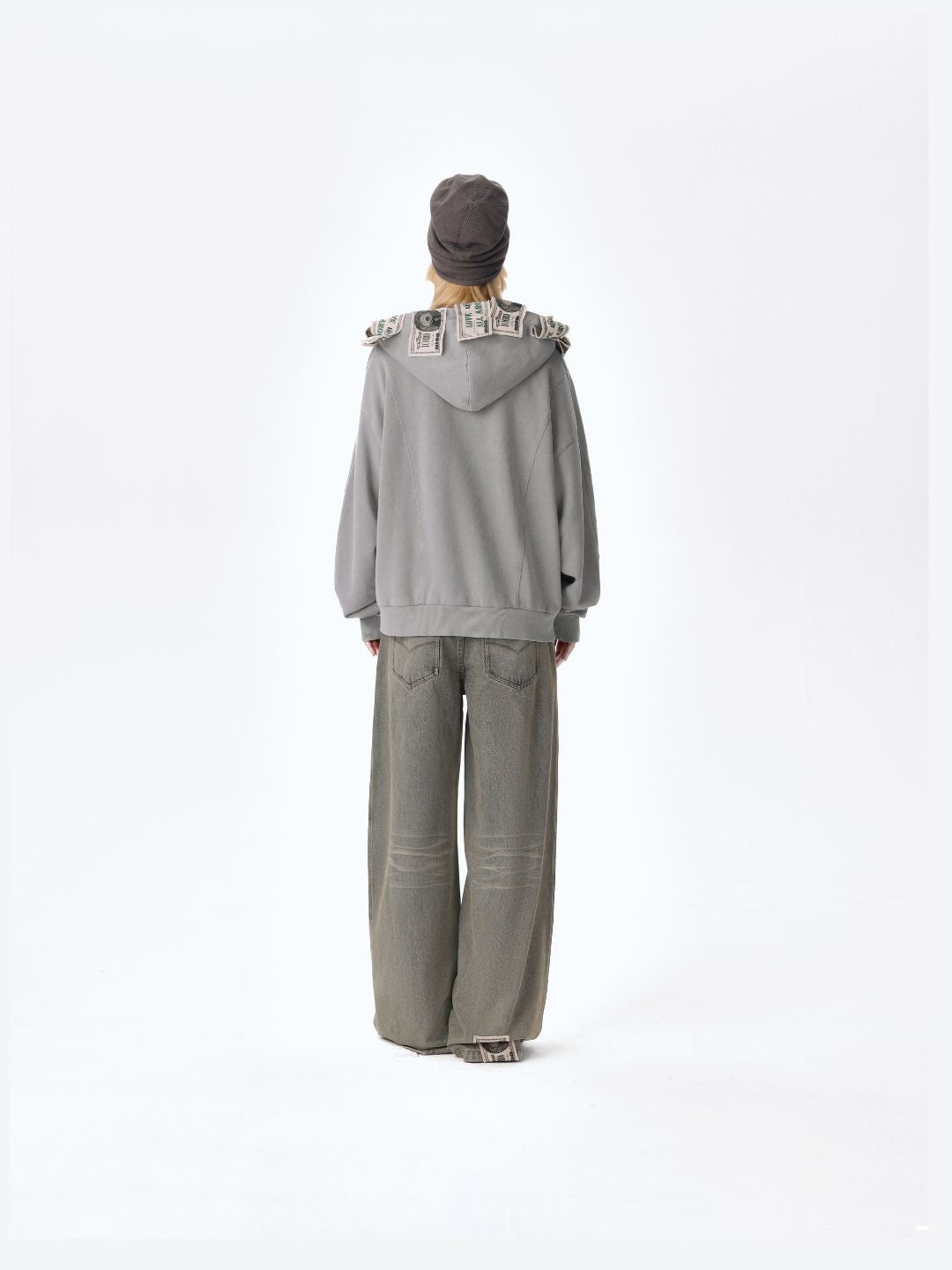 13DE MARZO Bear Cash Zipper Hoodie Grey - 13DE MARZO