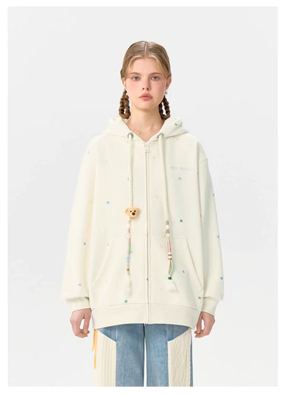 13DE MARZO Bear Colorful Dots Zip Hoodie - 13DE MARZO