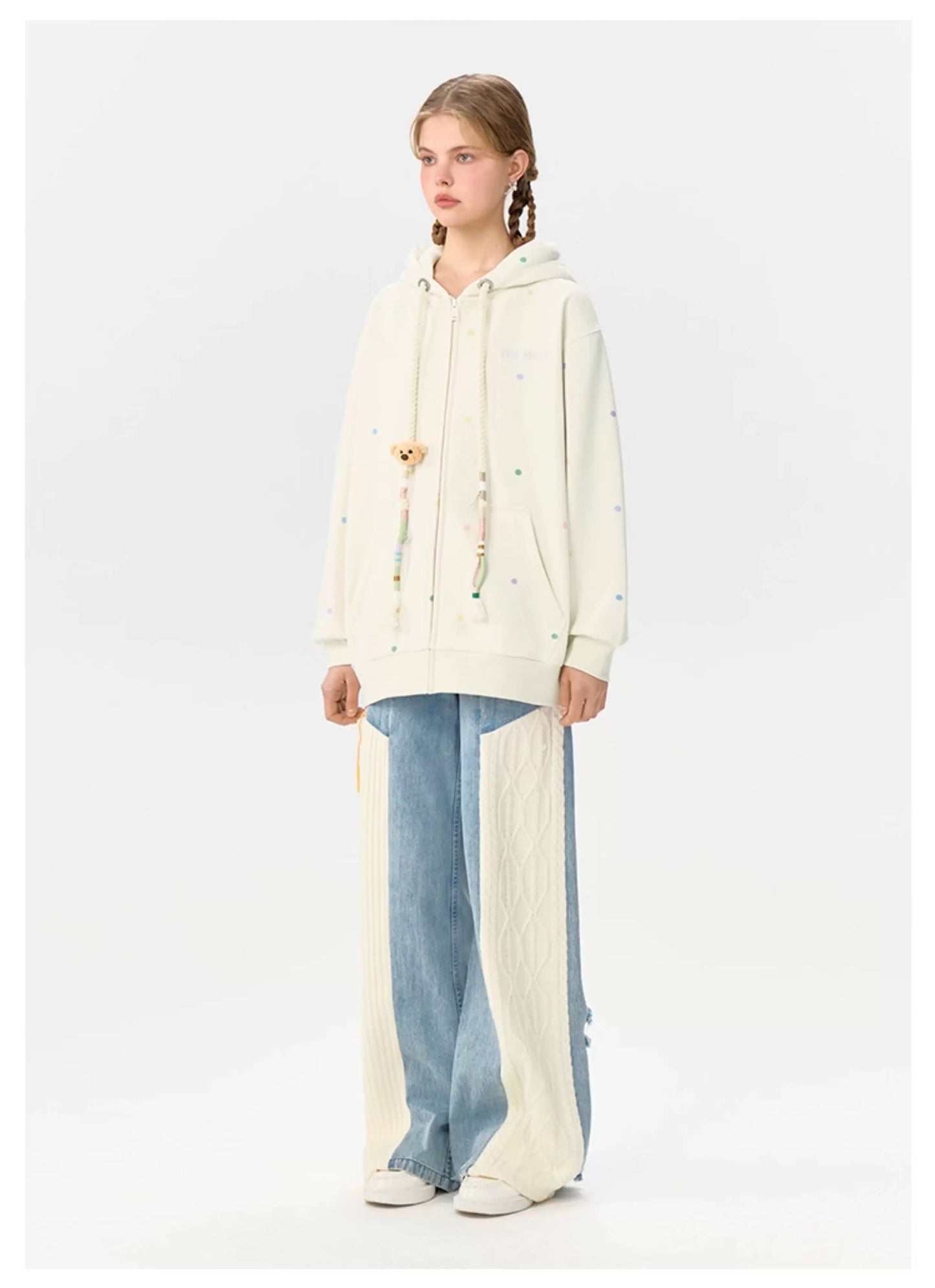 13DE MARZO Bear Colorful Dots Zip Hoodie - 13DE MARZO