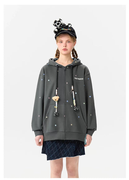 13DE MARZO Bear Colorful Dots Zip Hoodie - 13DE MARZO