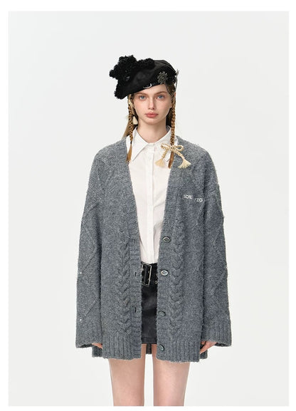 13DE MARZO Doozoo Pear Embroidery Cardigan - 13DE MARZO