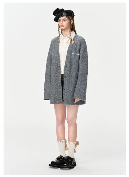 13DE MARZO Doozoo Pear Embroidery Cardigan - 13DE MARZO