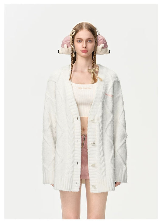 13DE MARZO Doozoo Pear Embroidery Cardigan - 13DE MARZO