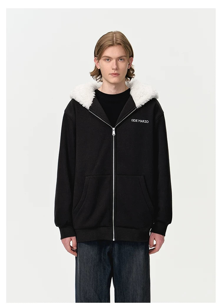 13DE MARZO Bear Zip Fuzzy Hoodie - 13DE MARZO