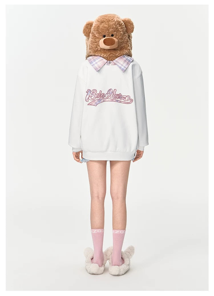 13DE MARZO Bear Zip Fuzzy Hoodie - 13DE MARZO