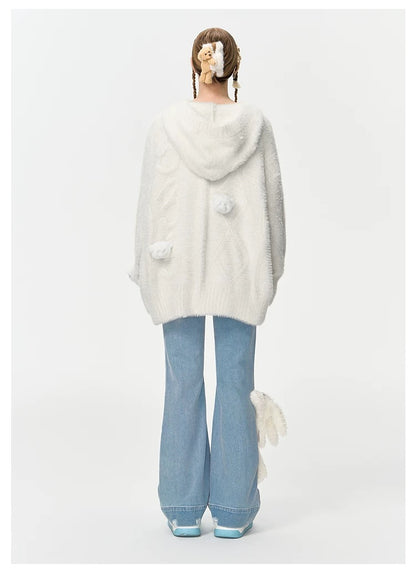 13DE MARZO Fuzzy Weave Knit Cardigan - 13DE MARZO