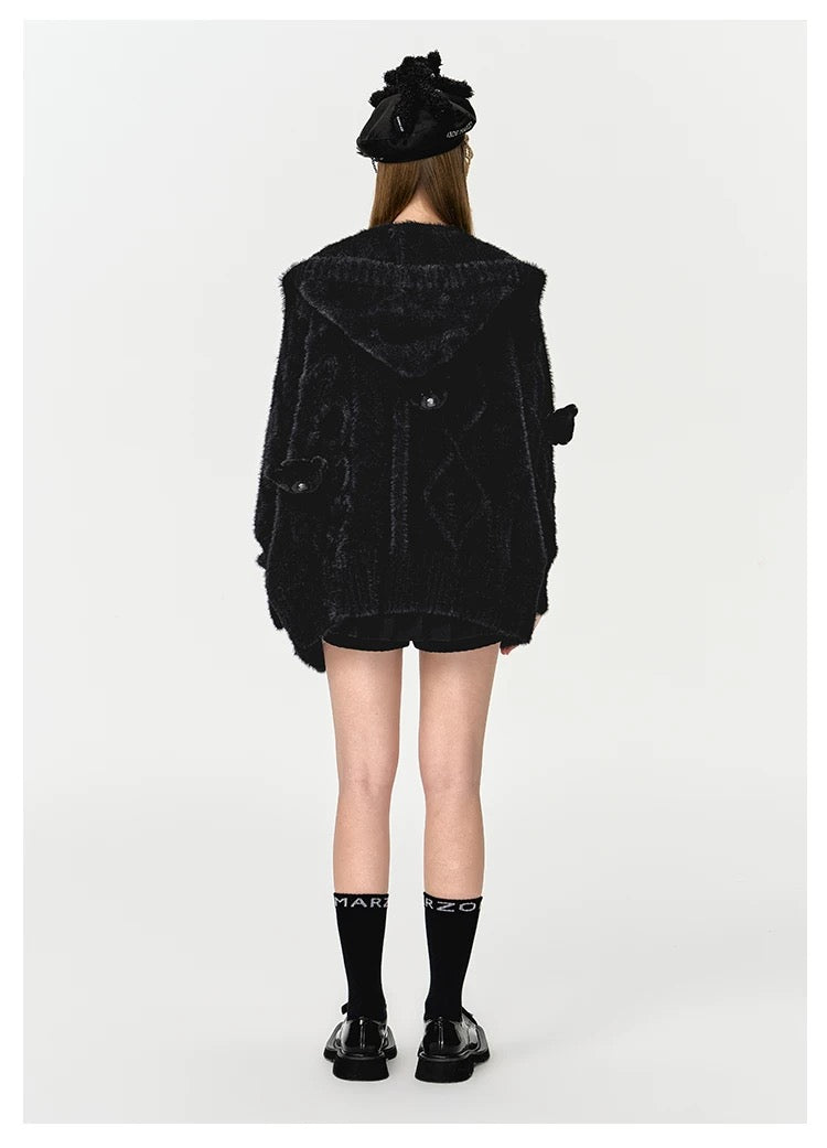 13DE MARZO Fuzzy Weave Knit Cardigan - 13DE MARZO