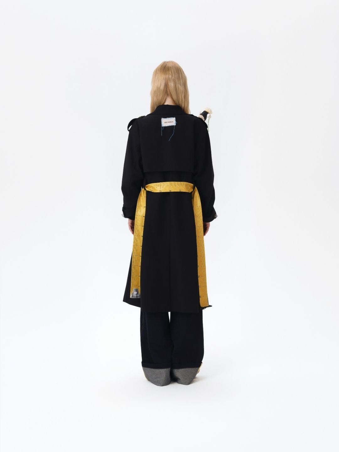 13DE MARZO Tailor Bear Ruler Trench Coat Black - 13DE MARZO