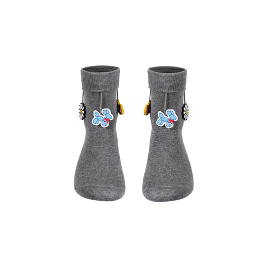 13DE MARZO Fringe Charm Mid-Calf Socks Grey