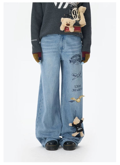Harry Potter × 13DE MARZO Quidditch Bear Jeans - 13DE MARZO