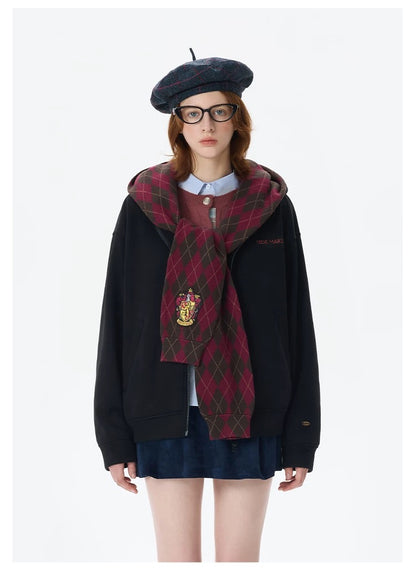 Harry Potter × 13DE MARZO Hogwarts Four Houses Bear Zipper Hoodie - 13DE MARZO