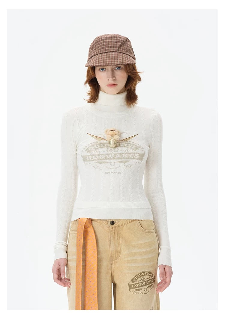 Harry Potter × 13DE MARZO Quidditch Bear High Neck Sweater - 13DE MARZO