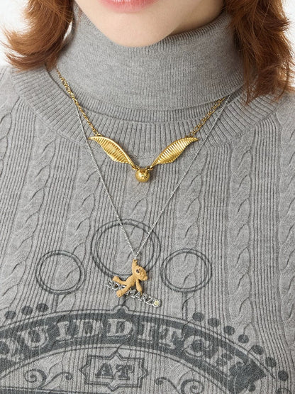 Harry Potter × 13DE MARZO Golden Snitch Bear Necklace - 13DE MARZO