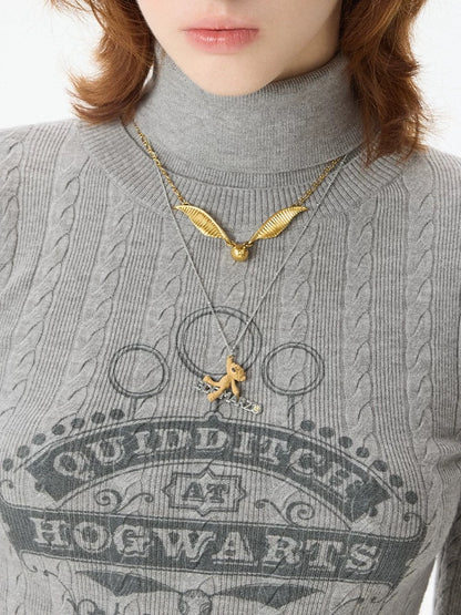 Harry Potter × 13DE MARZO Golden Snitch Bear Necklace - 13DE MARZO