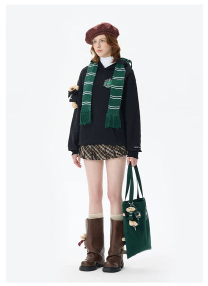 Harry Potter × 13DE MARZO Hogwarts Four Houses Bear Scarf Sweater - 13DE MARZO