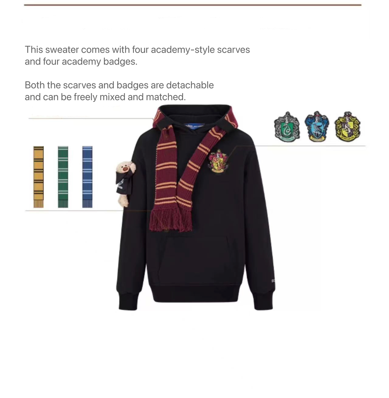 Harry Potter × 13DE MARZO Hogwarts Four Houses Bear Scarf Sweater - 13DE MARZO