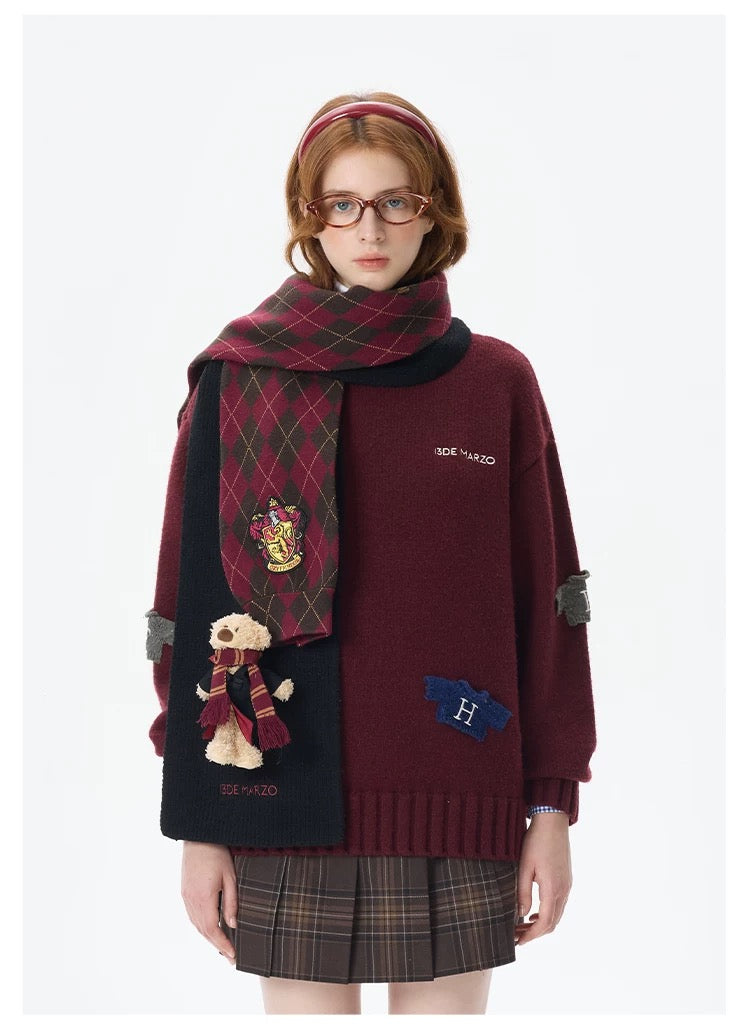 Harry Potter × 13DE MARZO Hogwarts Four Houses Bear Scarf - 13DE MARZO
