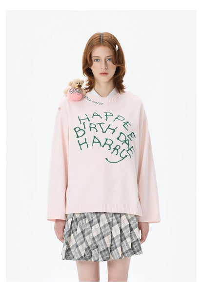 Harry Potter × 13DE MARZO Rubeus Hagrid Birthday Cake Sweater - 13DE MARZO