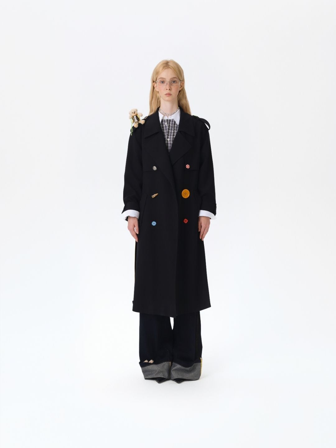 13DE MARZO Tailor Bear Ruler Trench Coat Black - 13DE MARZO
