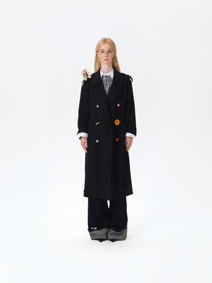13DE MARZO Tailor Bear Ruler Trench Coat Black - 13DE MARZO