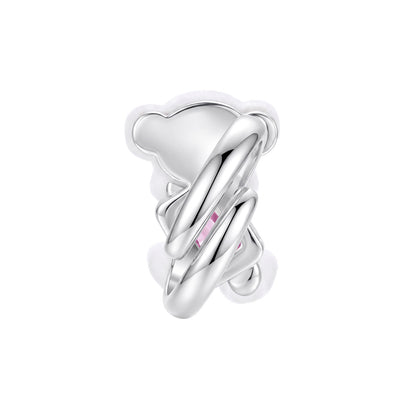 13DE MARZO Sugar Cube Zircon Bear Open Ring White