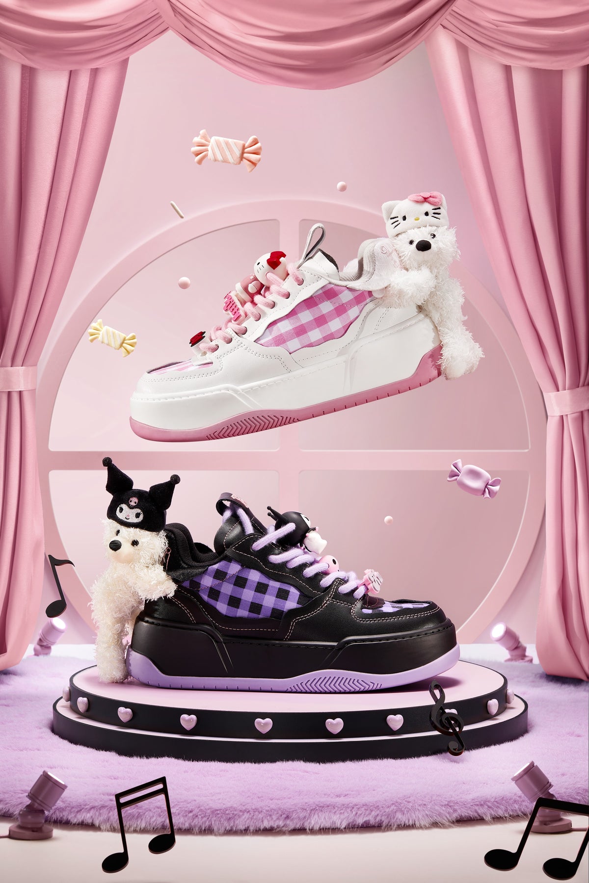 13DE MARZO Hello Kitty and Kuromi bear sneakers