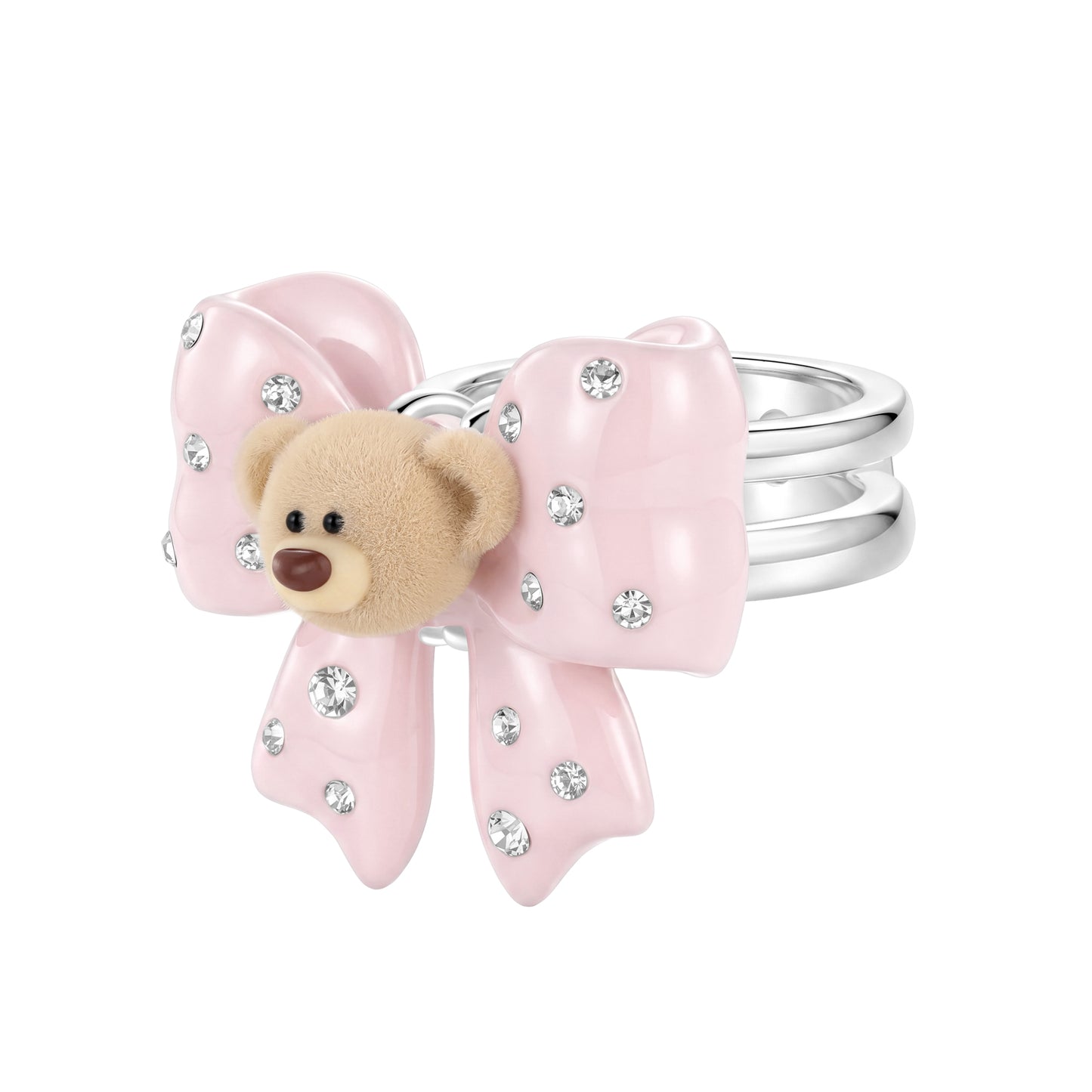 13DE MARZO Mini Bear Bow Ring Pink