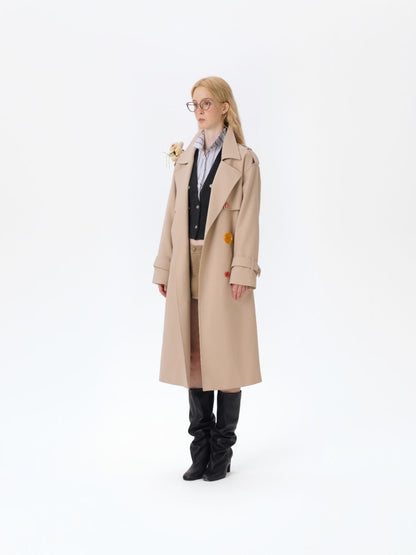 13DE MARZO Tailor Bear Ruler Trench Coat Khaki - 13DE MARZO