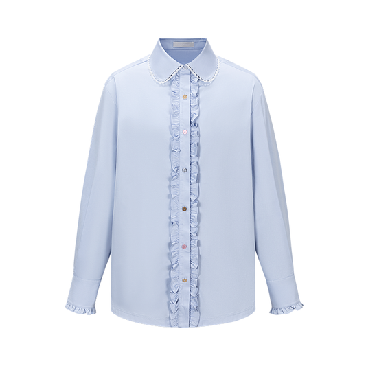 13DE MARZO Detachable CapeCircus Print Shirt Blue