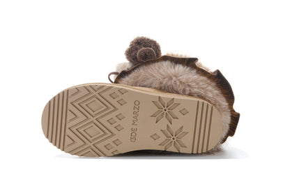 13DE MARZO Lace-Trimmed Lace-Up Snow Boots Khaki - 13DE MARZO