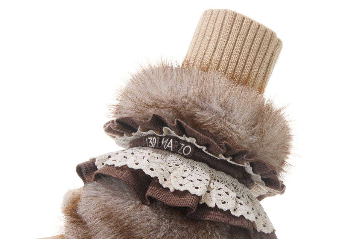 13DE MARZO Lace-Trimmed Lace-Up Snow Boots Khaki - 13DE MARZO