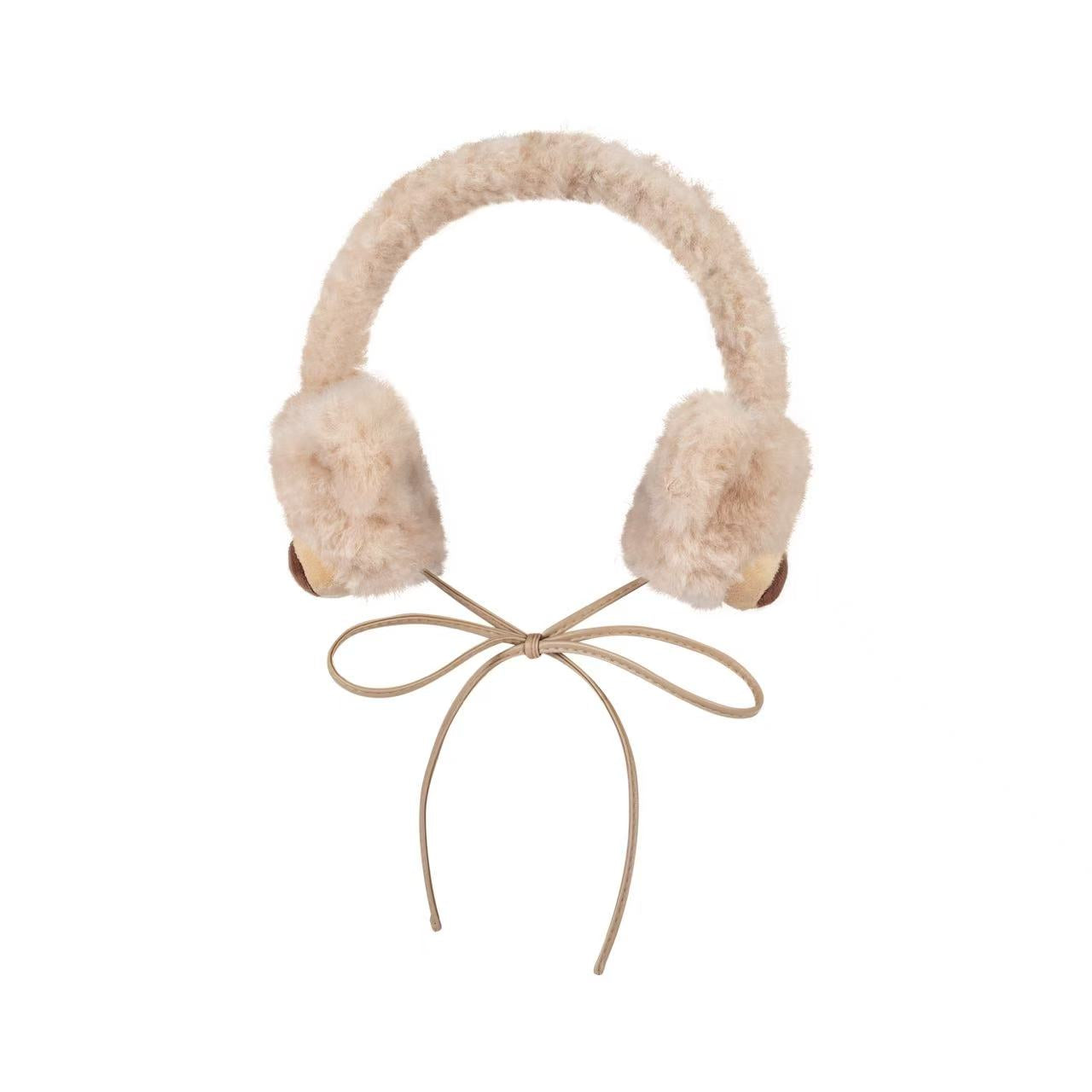 13DE MARZO Bear Fuzzy Ear Warmer Khaki