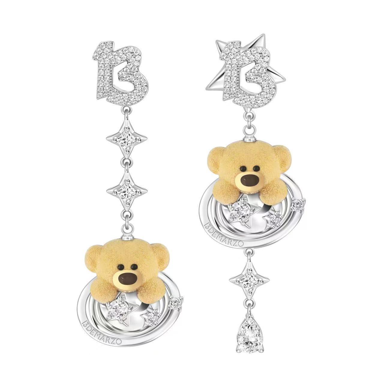 13DE MARZO Bear Planet  Zircon Ear Stud