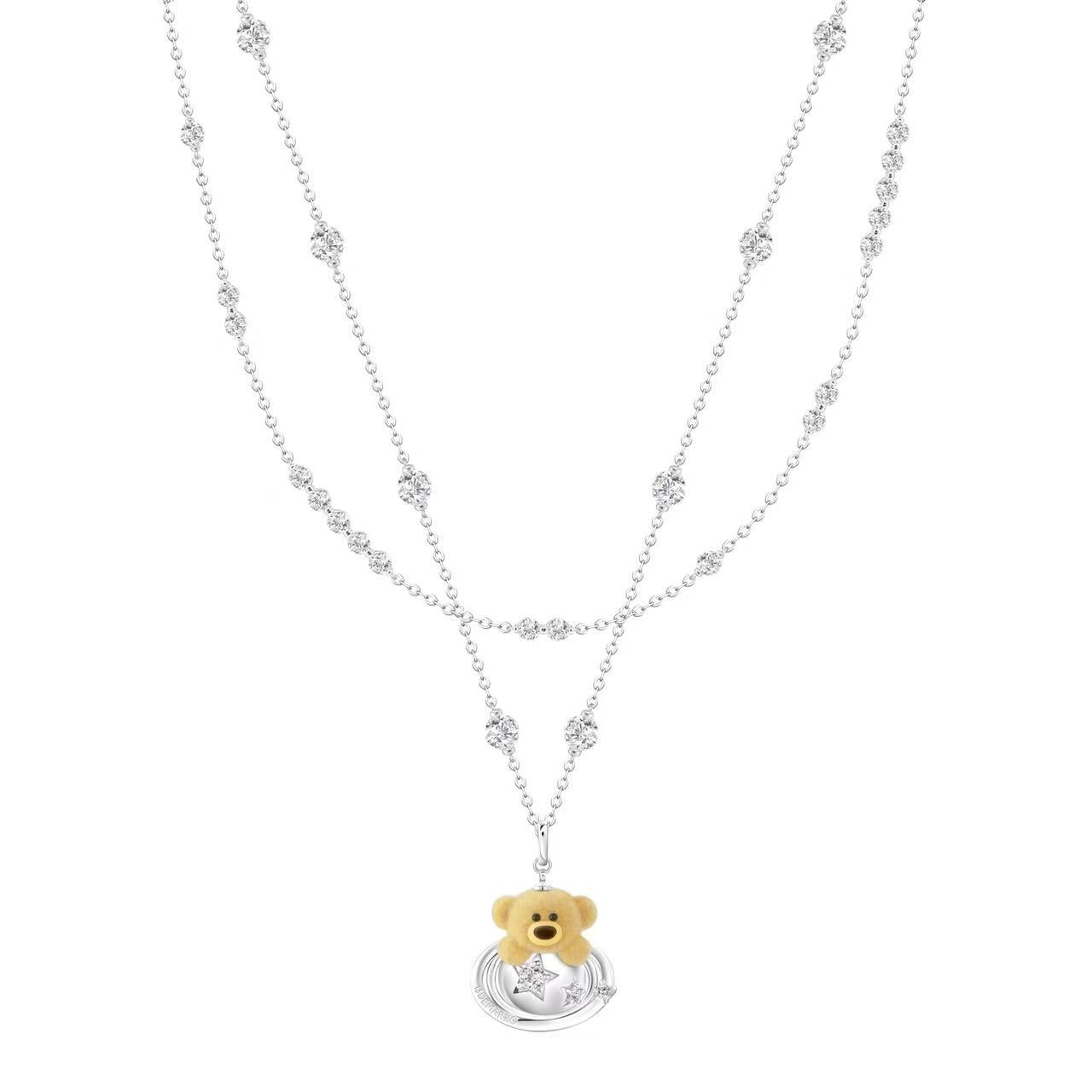 13DE MARZO Bear  Planet  Zircon Necklace